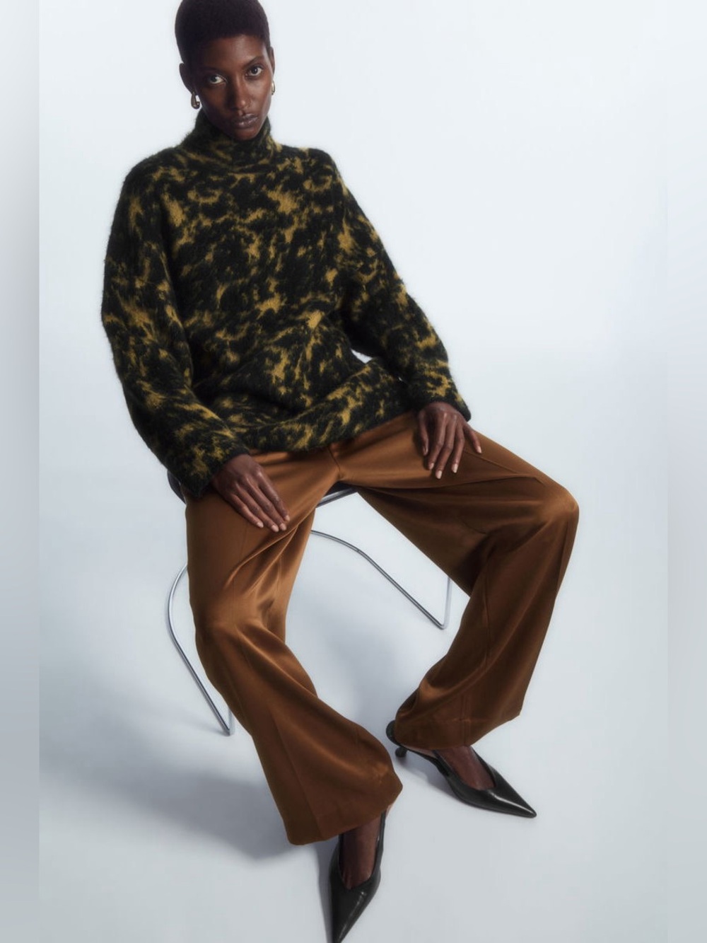 COS tortoiseshell jacquard alpaca blend jumper